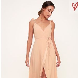 LuLu Here’s to Us Blush Pink High-Low Wrap Dress